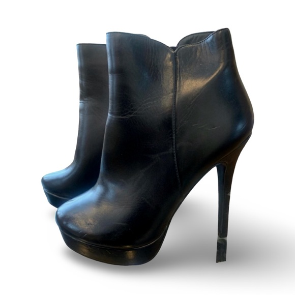 Charles David Shoes - Charles David black leather platform stiletto boots size 8 B